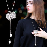 BYSPT Collier Femme Long Gray Crystal Necklaces & Pendants for Women Round Statement Necklace Maxi Colar Chain Fashion Jewelry