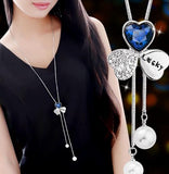 BYSPT Zircon Black Rose Flower Long Necklace Sweater Chain Fashion Metal Chain Crystal Flower Pendant Necklaces Adjusted