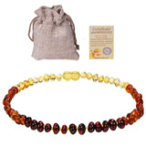 Baltic Ambers Teething Necklace For Babies (Unisex) (Cognac) - Anti Flammatory,Natural Certificated Oval Baltic Jewelry 14-33cm
