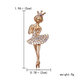 Belleper Temperament Ballet Girl Dancer Crystal Brooches Women Cute Pin Cartoon Beautiful Princess Ballerina Punk Boy Jewelry