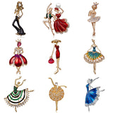 Belleper Temperament Ballet Girl Dancer Crystal Brooches Women Cute Pin Cartoon Beautiful Princess Ballerina Punk Boy Jewelry