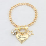 Big Love Heart Charms Bracelets For Women Gold Silver Color Bileklik Bracelet&Bangle Jewelry Europe American Style Jewelry