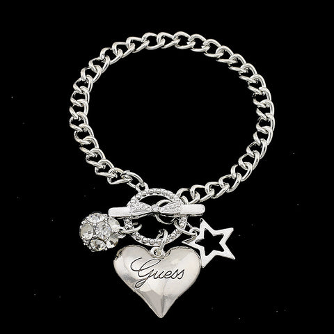 Big Love Heart Charms Bracelets For Women Gold Silver Color Bileklik Bracelet&Bangle Jewelry Europe American Style Jewelry