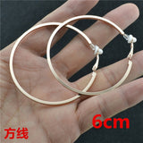 Big small circle gold silver Square line Round Clip on the ear Earrings Hoop for women with cushion pad without piercing Fashion