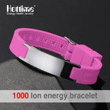 Black (Colour) Power Silicone Wristband 4 In 1 Bio Elelents Energy Magnetic Bracelet For Men Wrist Band Keep Balance Bracelets