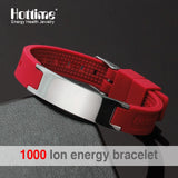 Black (Colour) Power Silicone Wristband 4 In 1 Bio Elelents Energy Magnetic Bracelet For Men Wrist Band Keep Balance Bracelets