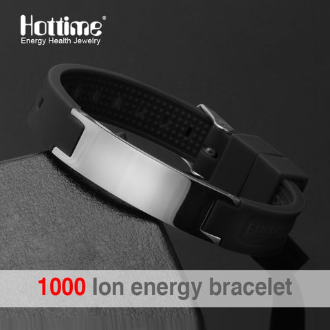 Black (Colour) Power Silicone Wristband 4 In 1 Bio Elelents Energy Magnetic Bracelet For Men Wrist Band Keep Balance Bracelets