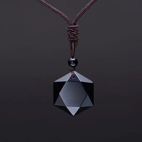 Black Obsidian Six Stars Lucky Amulet  Love Natural Stone Pendant  Necklace  for Women Men  Love Crystal Pendulum Jewelry 2019