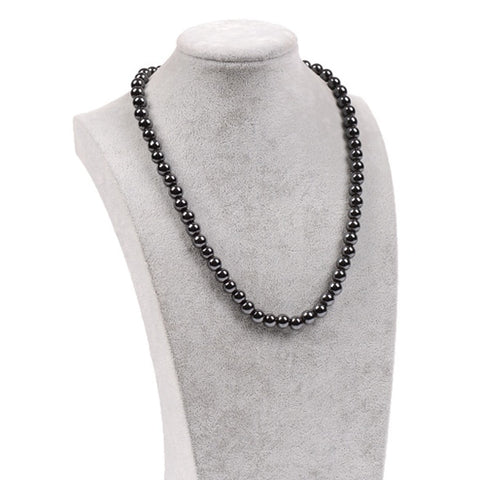 Black Round Beads Hematite Necklace Beaded Necklace 6mm 8mm 10mm Magnetic Power Jewelry for Men and Women