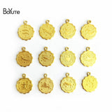 BoYuTe (12 Pieces/Set) Metal Brass 12MM Mix Zodiac Charms For Jewelry Making DIY Hand Made Jewelry Accessories Parts