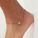 Bohemian Colorful Turkish Eyes Anklets for Women Gold Color Beads Summer Ocean Beach Ankle Bracelet Foot Leg Jewelry 2019