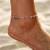 Bohemian Colorful Turkish Eyes Anklets for Women Gold Color Beads Summer Ocean Beach Ankle Bracelet Foot Leg Jewelry 2019