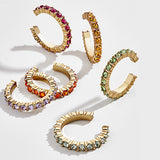 Bohemian Crystal Ear Cuff Earring for Women Multicolor C-Shape No Pierced Small Earring Bridal Wedding Ear Clip Jewelry Gifts