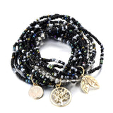 Bohemian Life of Tree Leave Charm Multi Layered Bracelets For Women Boho Crystal Seed Beads Bracelets Jewelry Party Gift