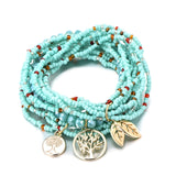 Bohemian Life of Tree Leave Charm Multi Layered Bracelets For Women Boho Crystal Seed Beads Bracelets Jewelry Party Gift