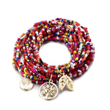 Bohemian Life of Tree Leave Charm Multi Layered Bracelets For Women Boho Crystal Seed Beads Bracelets Jewelry Party Gift