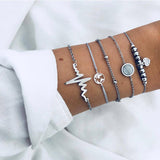 Bohemian charm bead Bracelet Women tassel Bangles gold heart Bracelets Sets Jewelry Party Gifts