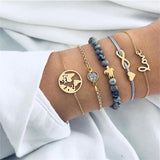 Bohemian charm bead Bracelet Women tassel Bangles gold heart Bracelets Sets Jewelry Party Gifts