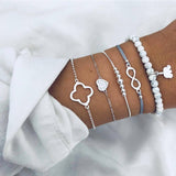 Bohemian charm bead Bracelet Women tassel Bangles gold heart Bracelets Sets Jewelry Party Gifts