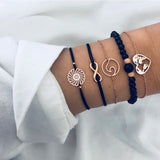 Bohemian charm bead Bracelet Women tassel Bangles gold heart Bracelets Sets Jewelry Party Gifts