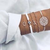 Bohemian charm bead Bracelet Women tassel Bangles gold heart Bracelets Sets Jewelry Party Gifts