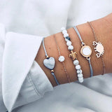 Bohemian charm bead Bracelet Women tassel Bangles gold heart Bracelets Sets Jewelry Party Gifts