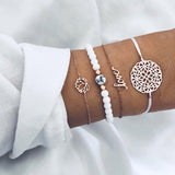 Bohemian charm bead Bracelet Women tassel Bangles gold heart Bracelets Sets Jewelry Party Gifts