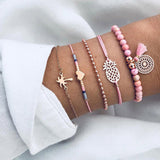 Bohemian charm bead Bracelet Women tassel Bangles gold heart Bracelets Sets Jewelry Party Gifts