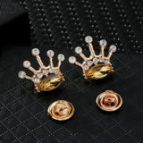 Bovvsky 1Pair Small Brooch Pin mini crown deer button brooch Unisex Maple Leaf Lapel Pins Suit Shirt Collar Jewelry Accessories