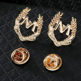 Bovvsky 1Pair Small Brooch Pin mini crown deer button brooch Unisex Maple Leaf Lapel Pins Suit Shirt Collar Jewelry Accessories