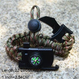 Bracelet For Men Outdoor Camping Rescue Paracord Survival Parachute Cord Multifunctional Braided Rope Adjustable Knife Whistle