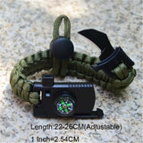 Bracelet For Men Outdoor Camping Rescue Paracord Survival Parachute Cord Multifunctional Braided Rope Adjustable Knife Whistle