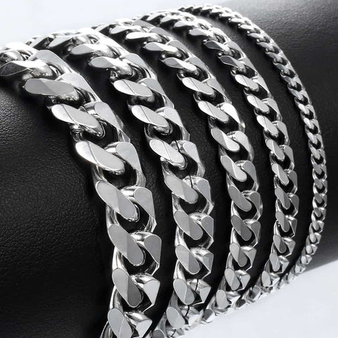 Bracelet for Men Women Curb Cuban Link Chain Stainless Steel Mens Womens Bracelets Chains Davieslee Jewelry for Men DLKBM05