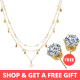 Buy 1 Get 1 Gift Gold Sliver Multi layer Necklace For Women Shell Choker Necklaces & Pendants 2019 Female Ocean Fashion Jewelry