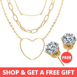 Buy 1 Get 1 Gift Gold Sliver Multi layer Necklace For Women Shell Choker Necklaces & Pendants 2019 Female Ocean Fashion Jewelry