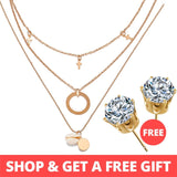 Buy 1 Get 1 Gift Gold Sliver Multi layer Necklace For Women Shell Choker Necklaces & Pendants 2019 Female Ocean Fashion Jewelry