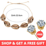 Buy 1 Get 1 Gift Gold Sliver Multi layer Necklace For Women Shell Choker Necklaces & Pendants 2019 Female Ocean Fashion Jewelry