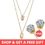 Buy 1 Get 1 Gift Gold Sliver Multi layer Necklace For Women Shell Choker Necklaces & Pendants 2019 Female Ocean Fashion Jewelry