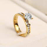 CACANA  Stainless Steel Rings For Women Circle CZ Personalized Custom Fashion Jewelry Wholesale NO.R174