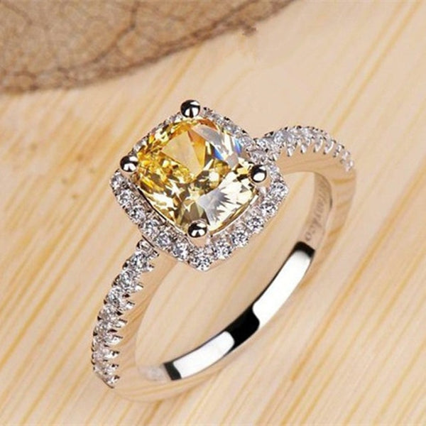 CC 925 Sterling Silver Rings For Women Bridal Wedding Anelli Trendy Jewellery Engagement White Gold Color Anillos Mujer CC595