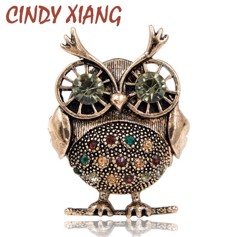 CINDY XIANG 2018 New Rhinestone Owl Brooches for Women Vintage Fashion Animal Brooch Pin Kids Gift Small Jewelry High Quality
