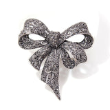 CINDY XIANG Black Color Rhinestone Bow Brooches for Women Large Bowknot Brooch Pin Vintage Fashion Jewelry Winter Accessories