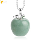 CSJA Hot Sale Apple Natural Stone Pendant Quartz Bead Crystal Pendants Necklace Fashion Jewelry for Women Girls Lovely Gift G046