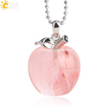 CSJA Hot Sale Apple Natural Stone Pendant Quartz Bead Crystal Pendants Necklace Fashion Jewelry for Women Girls Lovely Gift G046