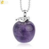 CSJA Hot Sale Apple Natural Stone Pendant Quartz Bead Crystal Pendants Necklace Fashion Jewelry for Women Girls Lovely Gift G046