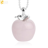 CSJA Hot Sale Apple Natural Stone Pendant Quartz Bead Crystal Pendants Necklace Fashion Jewelry for Women Girls Lovely Gift G046