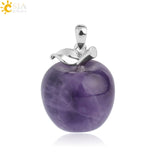 CSJA Hot Sale Apple Natural Stone Pendant Quartz Bead Crystal Pendants Necklace Fashion Jewelry for Women Girls Lovely Gift G046