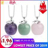 CSJA Hot Sale Apple Natural Stone Pendant Quartz Bead Crystal Pendants Necklace Fashion Jewelry for Women Girls Lovely Gift G046