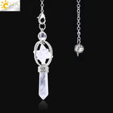 CSJA Merkaba Dowsing Pendulum Quartz Natural Stone Crystal Pink Reiki Healing Pendule Pendant Pendulums for Radiesthesia F770