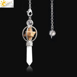 CSJA Merkaba Dowsing Pendulum Quartz Natural Stone Crystal Pink Reiki Healing Pendule Pendant Pendulums for Radiesthesia F770